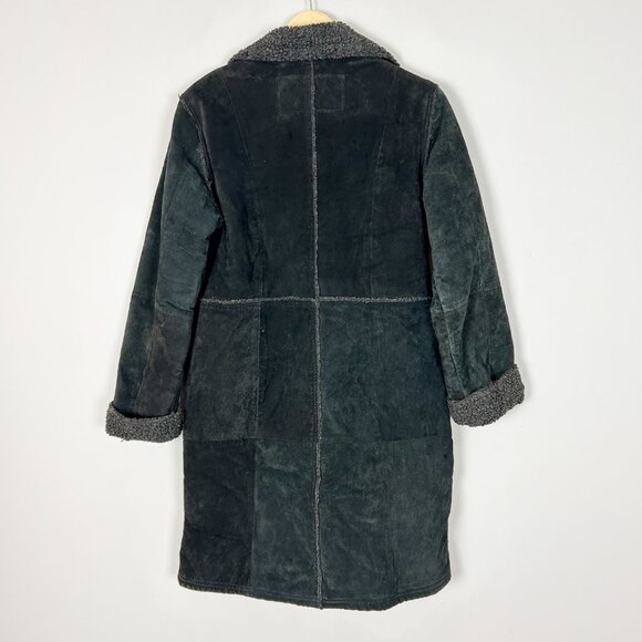 Vintage Y2K Paris Blues Black Leather Penny Lane Coat Size Medium Women's - Picture 3 of 5